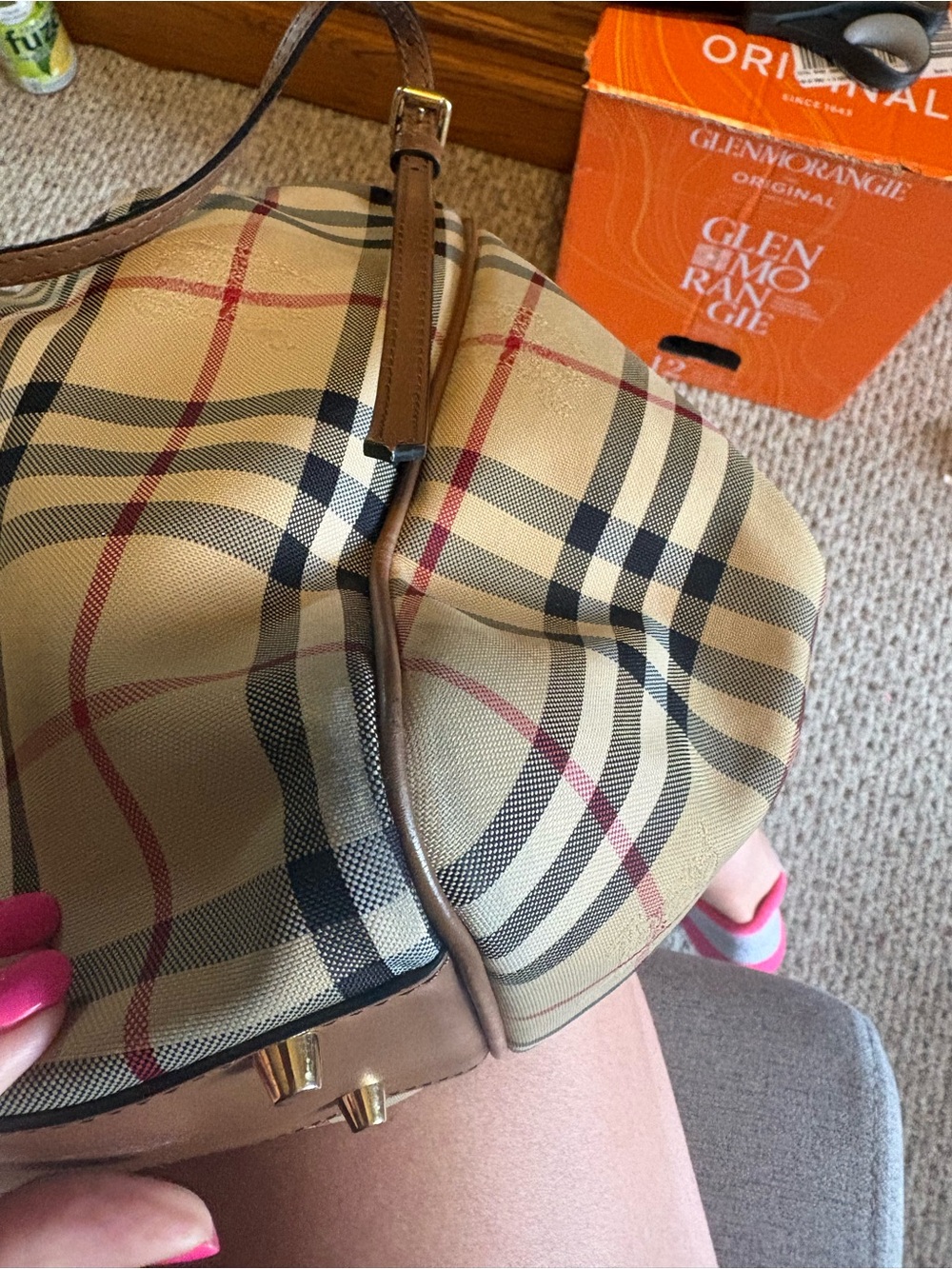Burberry Tan and Red Check Shoulder Bag - Picture 12 of 15